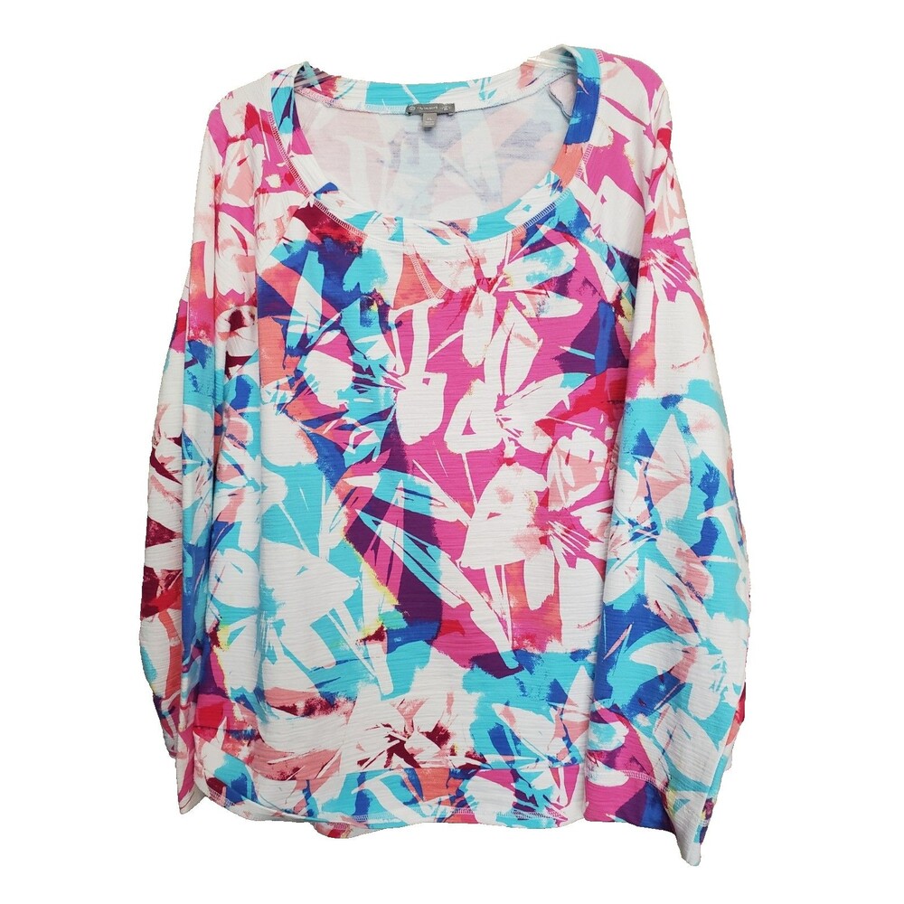 T by Talbots UPF 50+ Cozy Crush Brushed Floral Long Sleeve Sweatshirt Size XL